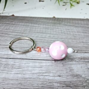 2/$10 Pink Polka Dot Key Holder, Keychain, Key Ring